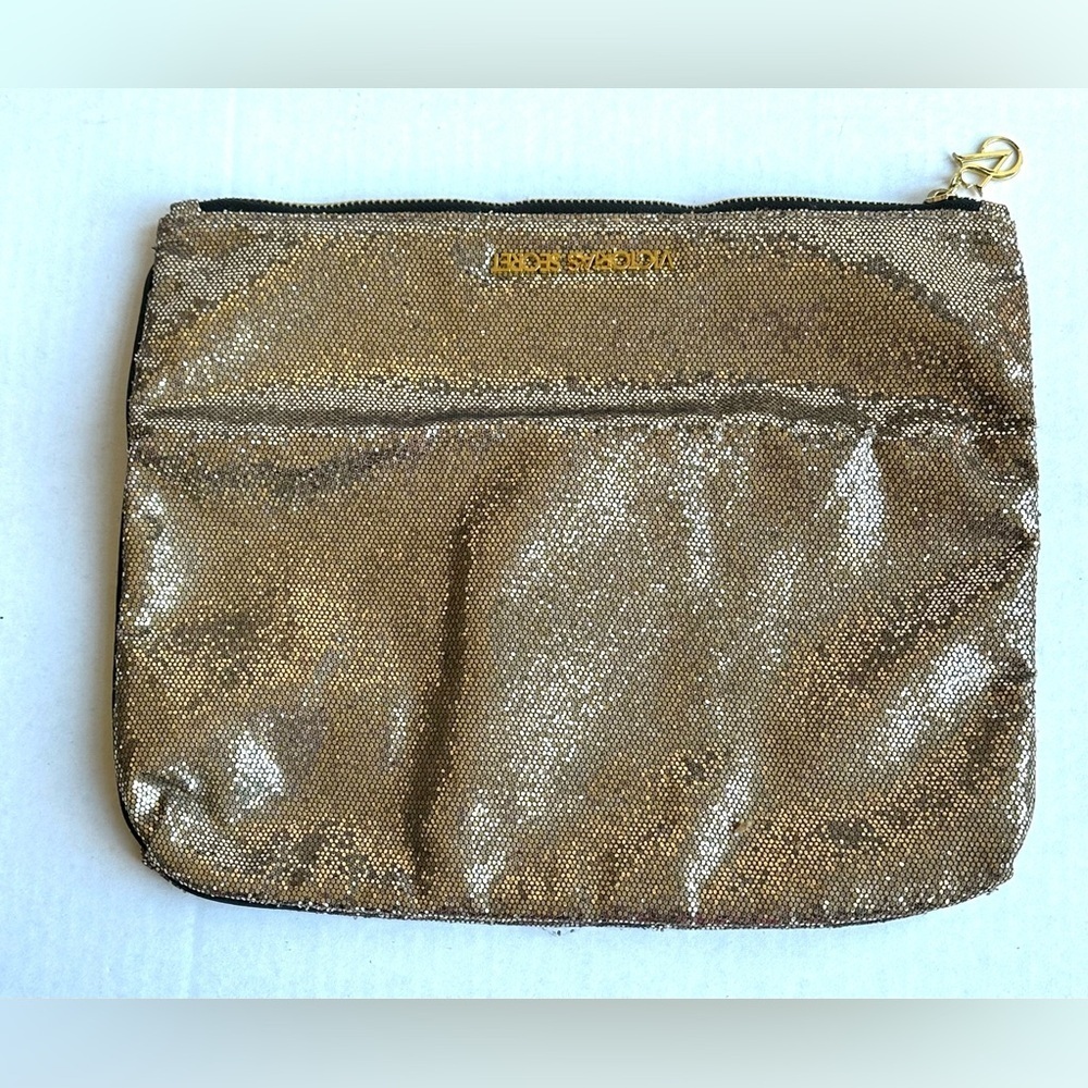 Victoria’s Secret Shimmering Gold Glitter Party Cosmetic Folding Clutch Bag